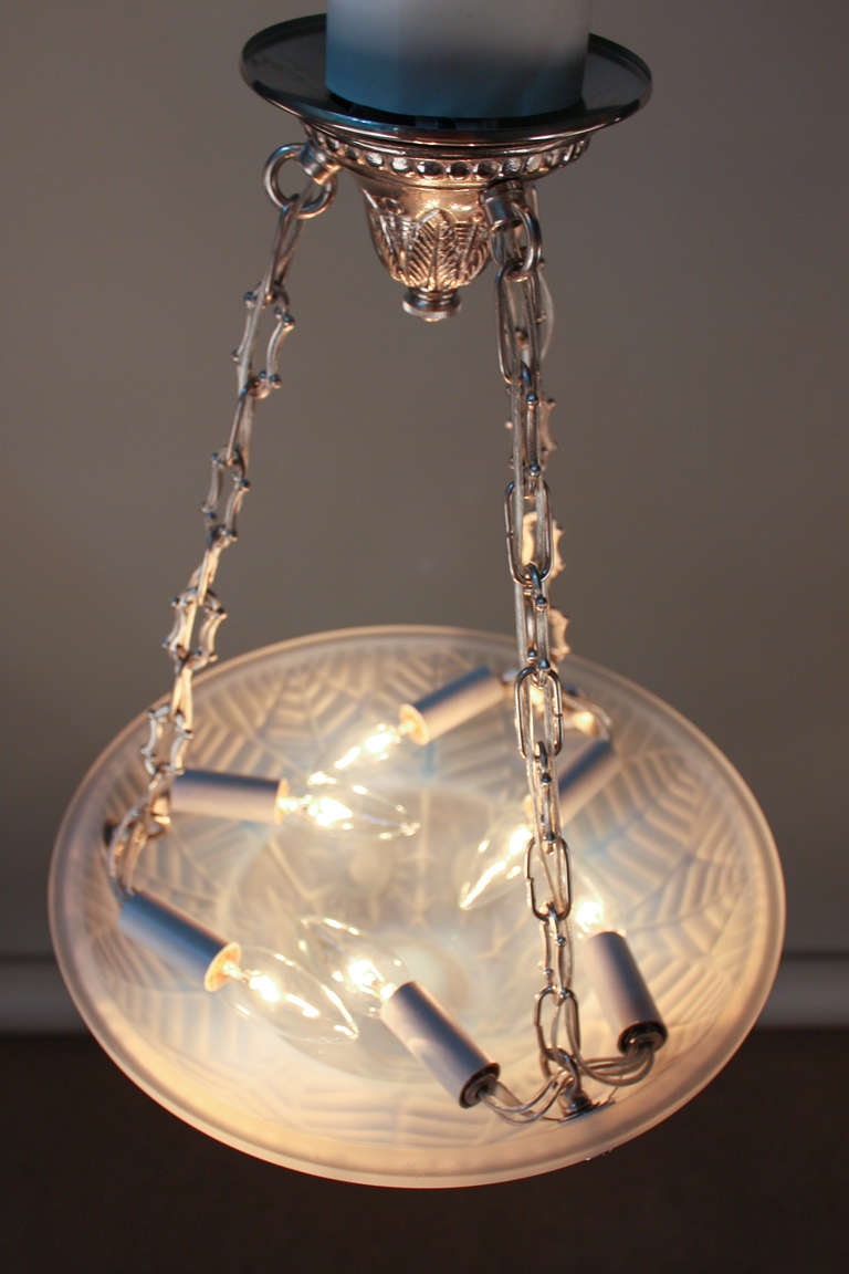 Glass Art Deco Chandelier by Charles Ranc