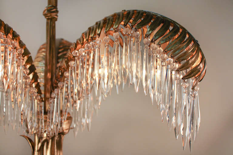 Bronze and Crystal Chandelier by Maison Bagues 1