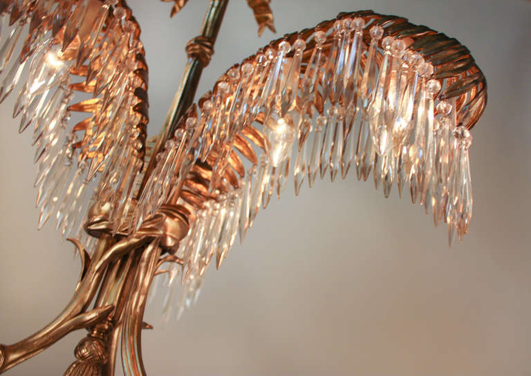 Bronze and Crystal Chandelier by Maison Bagues 2