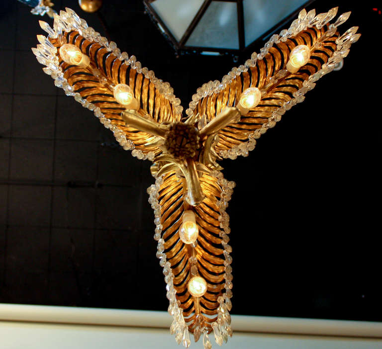 Bronze and Crystal Chandelier by Maison Bagues 5