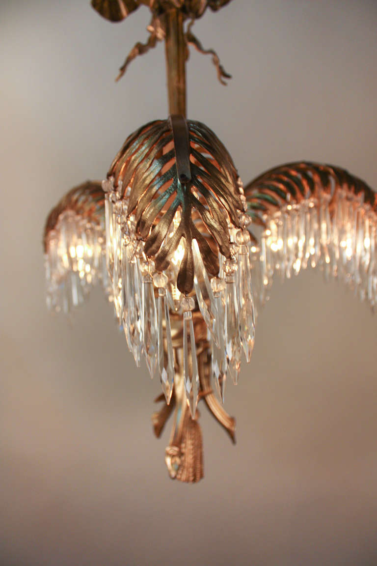 Bronze and Crystal Chandelier by Maison Bagues 3