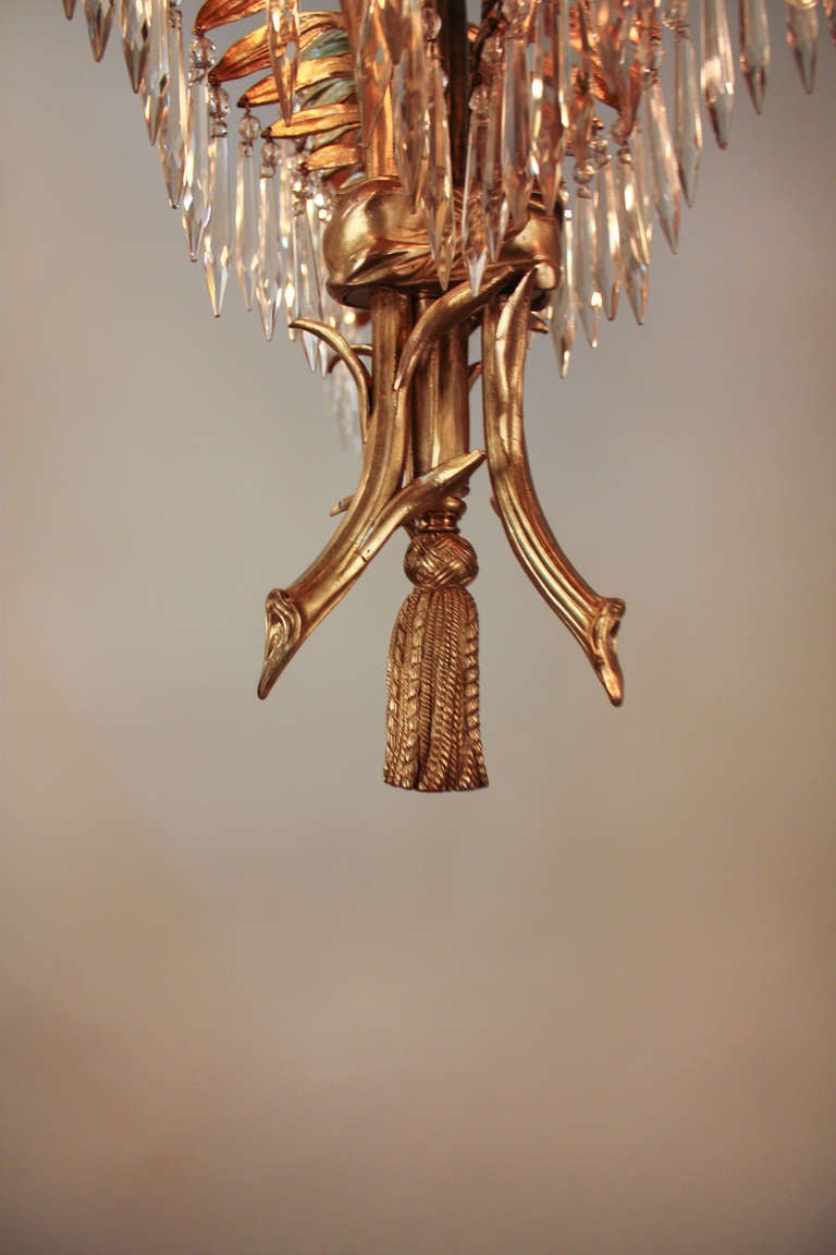 Bronze and Crystal Chandelier by Maison Bagues 4