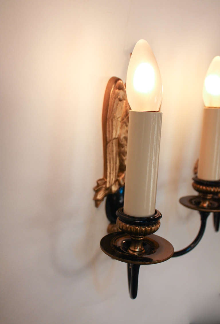 Mid-20th Century Pair of 1930's Eagle Wall Sconces