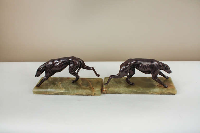 French Pair of 1930's Greyhound Bookends