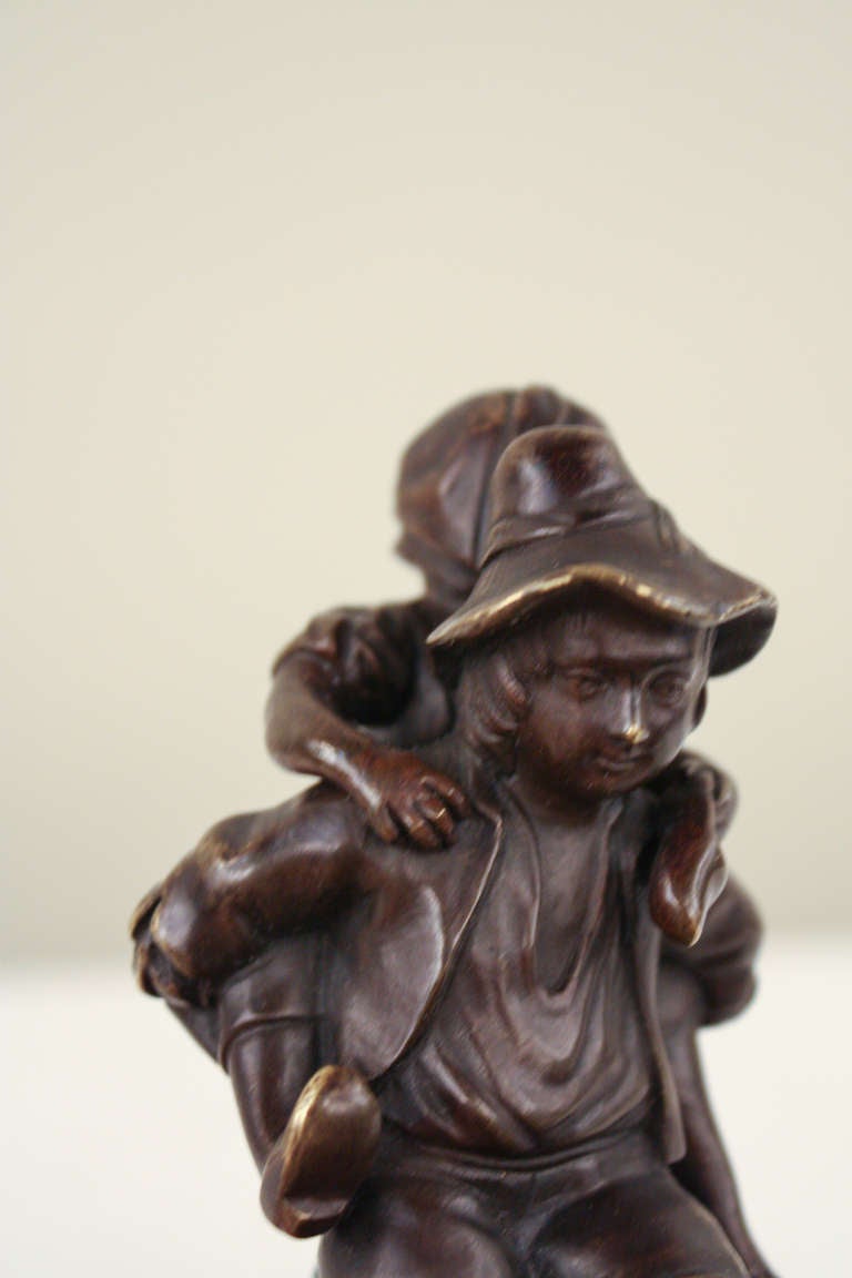 French Bronze Sibling Statue