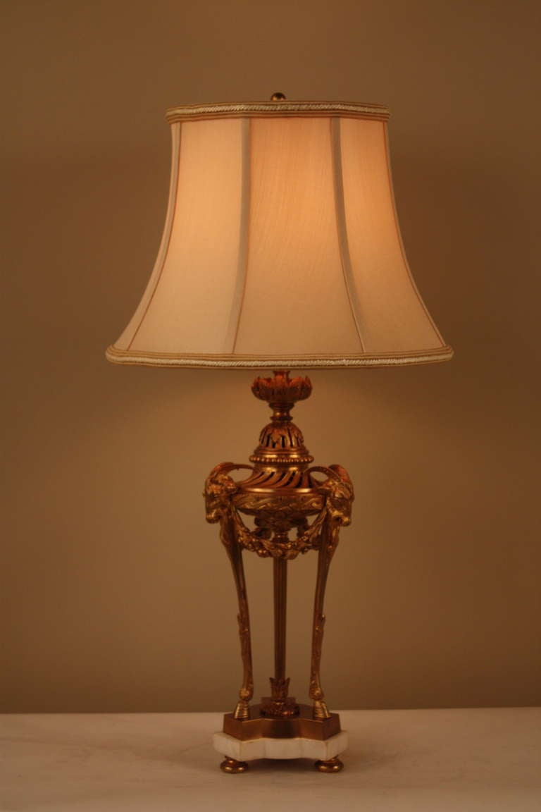 19th c. Empire Bronze Table Lamp