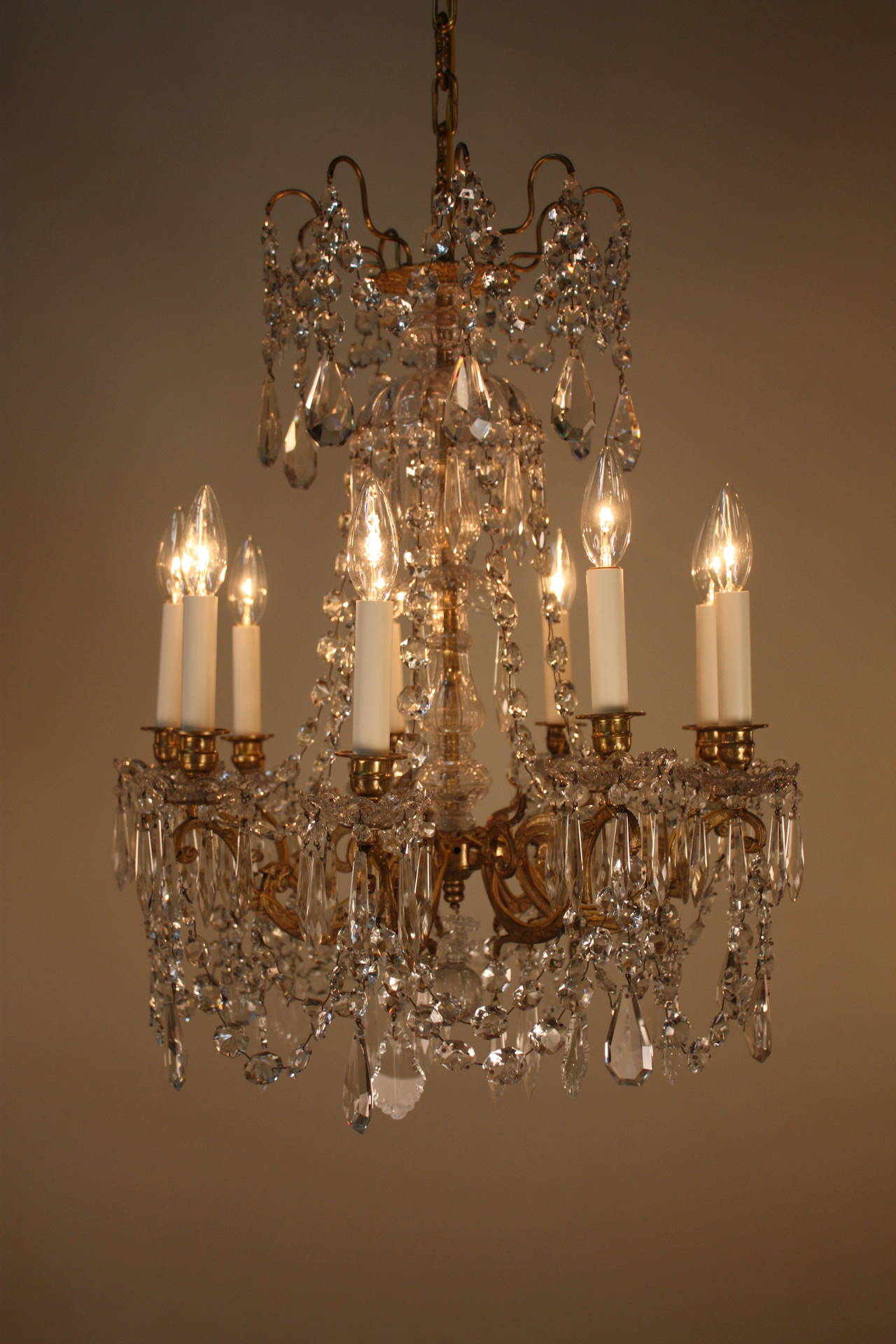 Bronze French 19th Century Crystal Chandelier by Portieux
