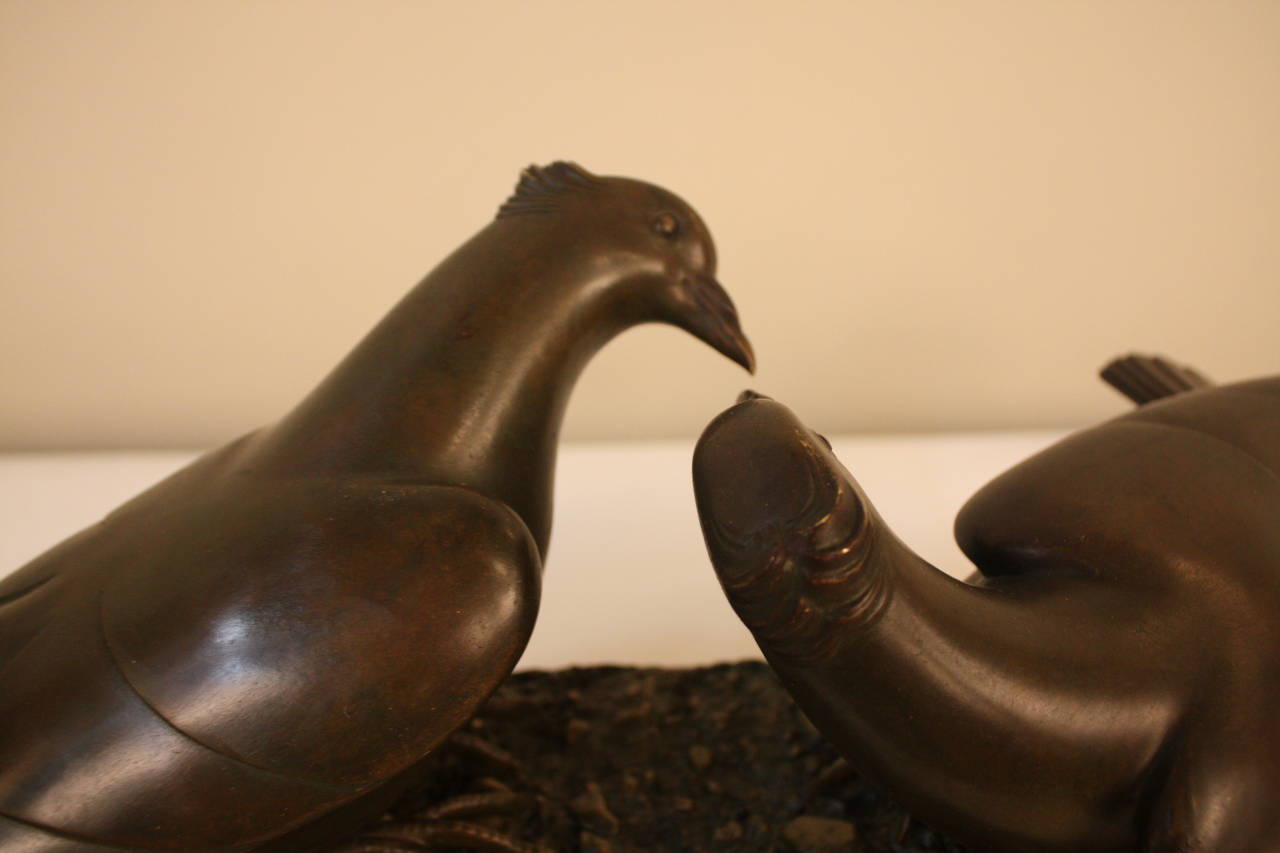 Kissing Doves Bronze by P. Mareo In Good Condition In Fairfax, VA