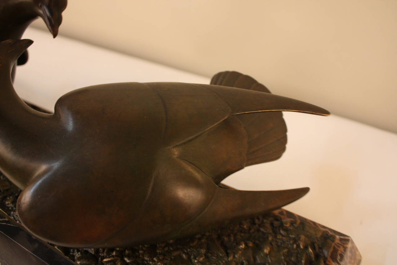 Early 20th Century Kissing Doves Bronze by P. Mareo