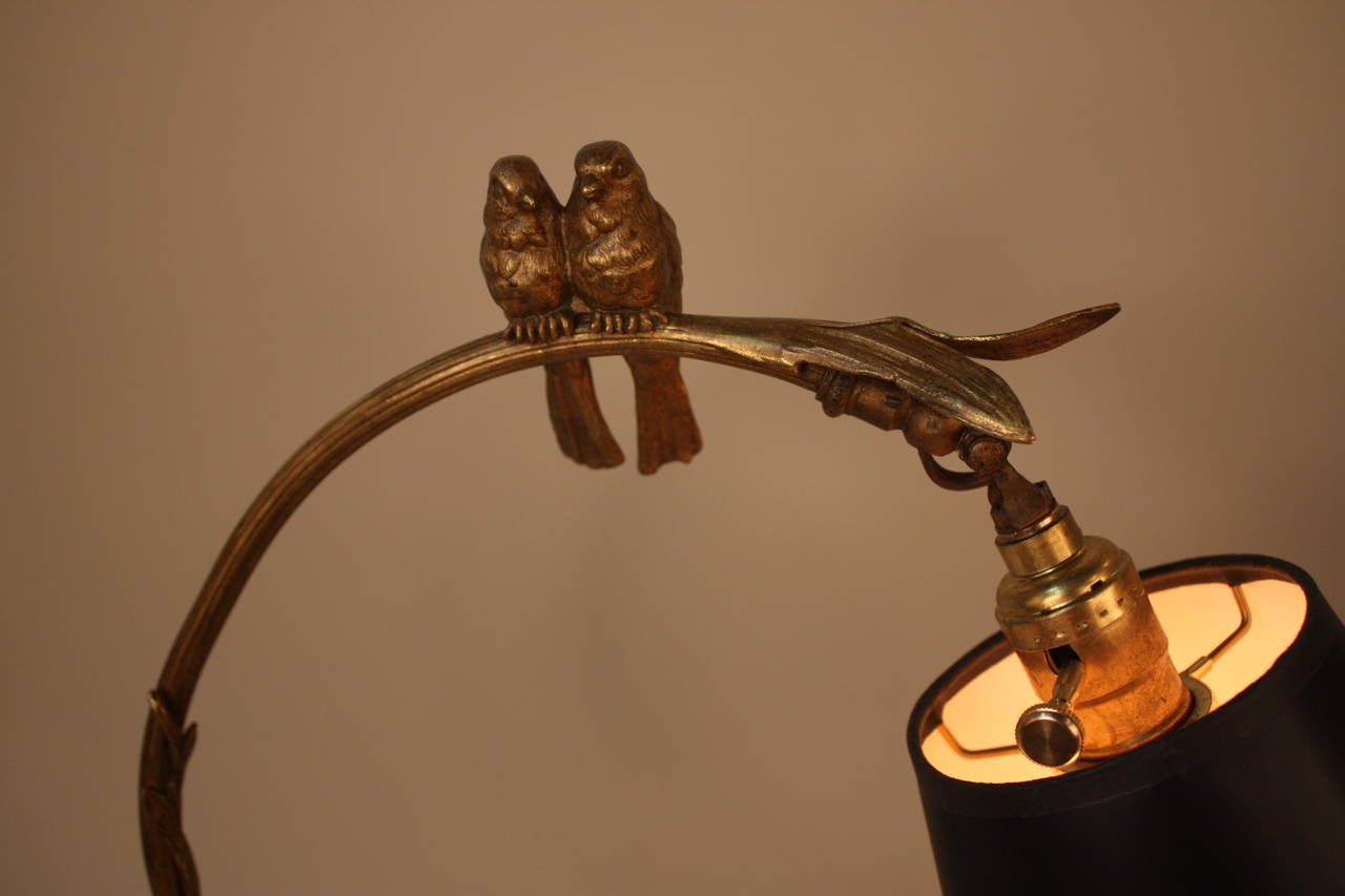 French Bronze Art Nouveau Table Lamp