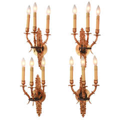 Pair of 19th c. Gilt Bronze Empire Wall Sconces