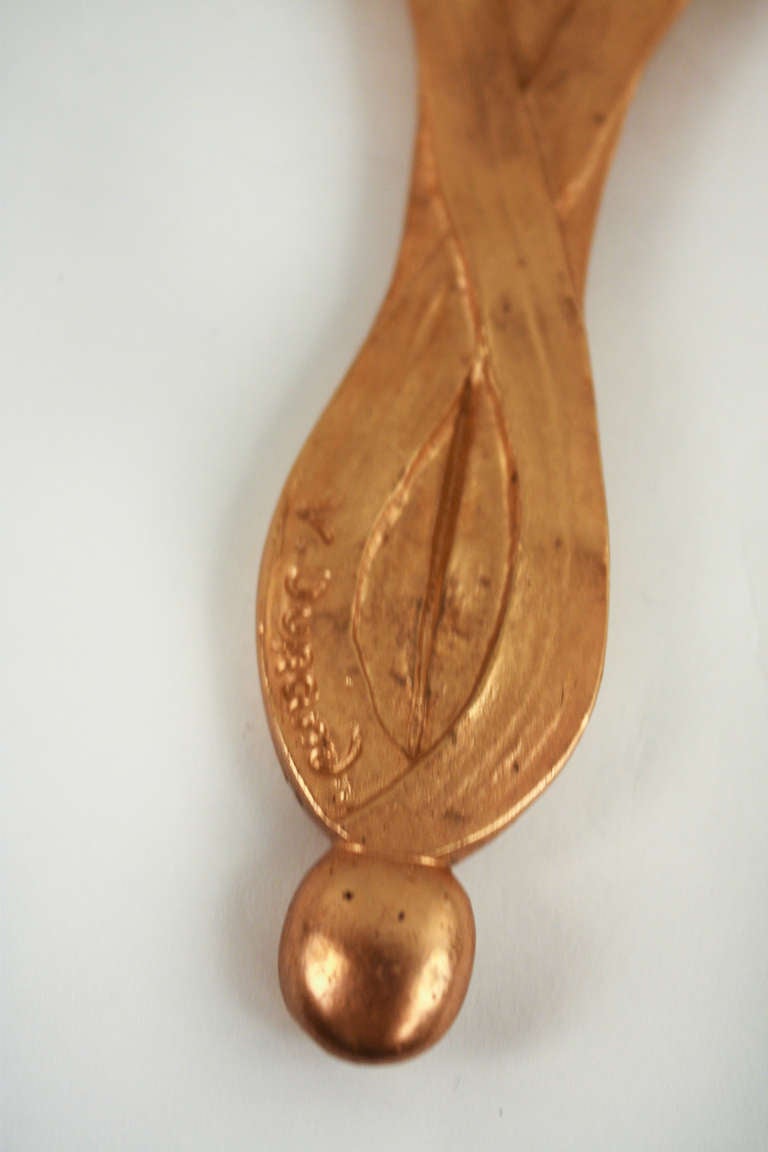 Art Nouveau Gilt Bronze Hand Mirror In Good Condition For Sale In Fairfax, VA