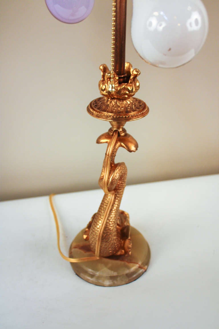 Rare Bronze Koi Table Lamp 1