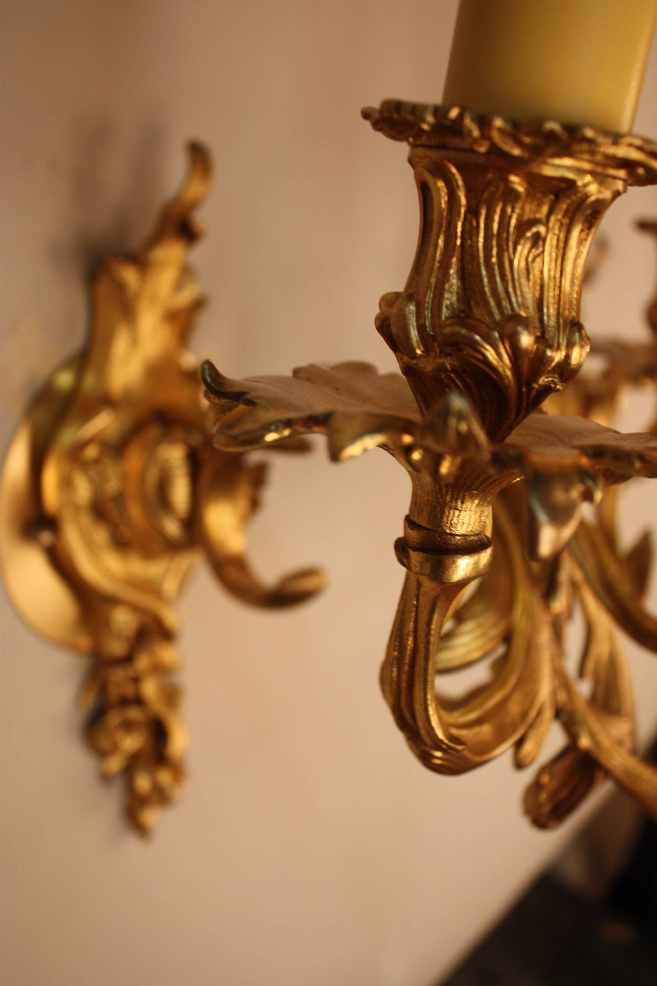 French Pair of 19th Century Art Nouveau Wall Sconces