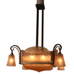 French 1930 Chandelier By Muller Freres