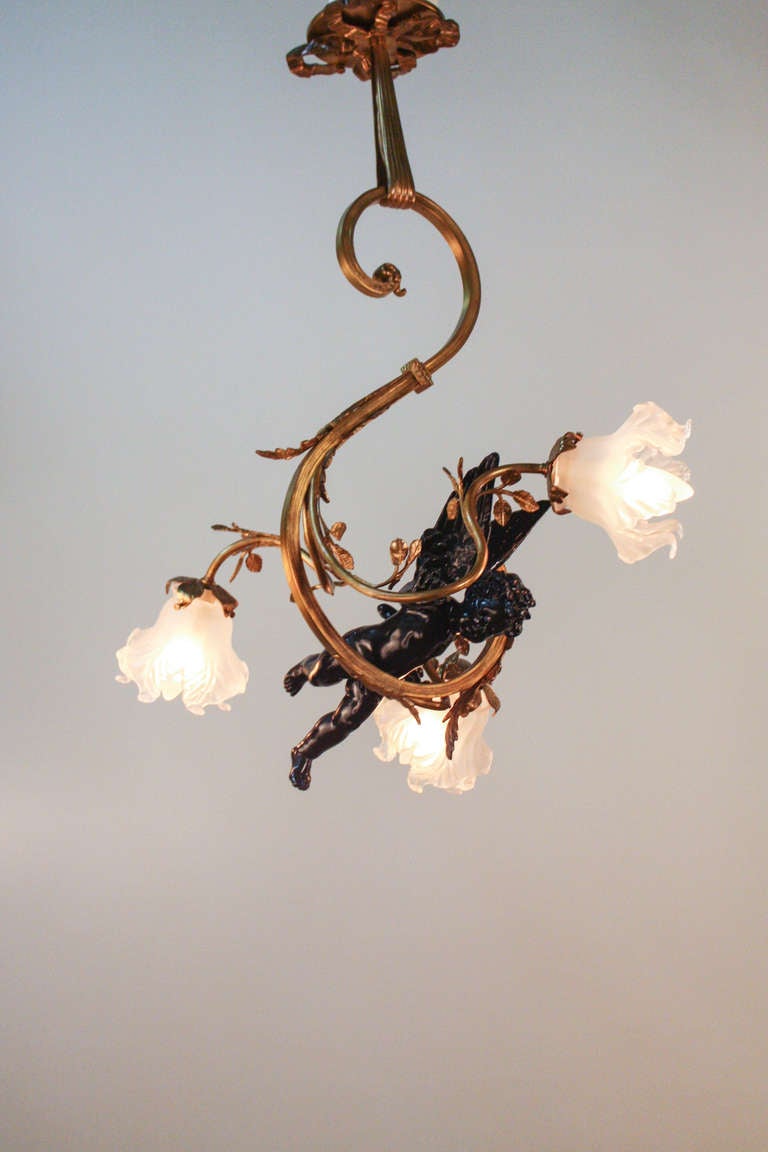 20th Century Art Nouveau Cherub Chandelier