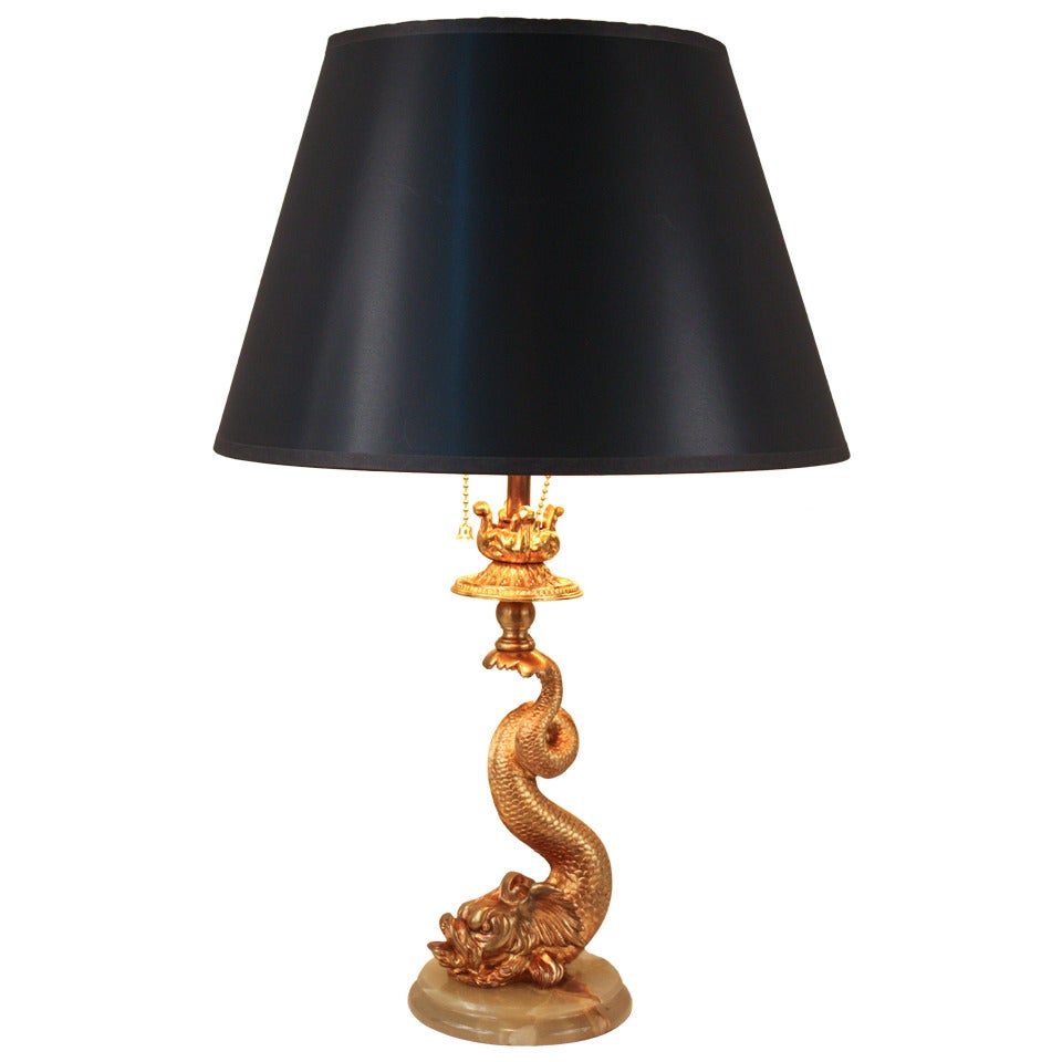 Rare Bronze Koi Table Lamp