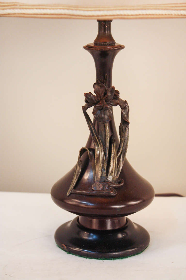 French Bronze Art Nouveau Table Lamp