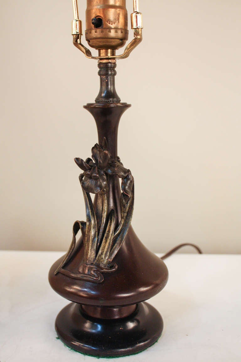 Bronze Art Nouveau Table Lamp In Good Condition In Fairfax, VA