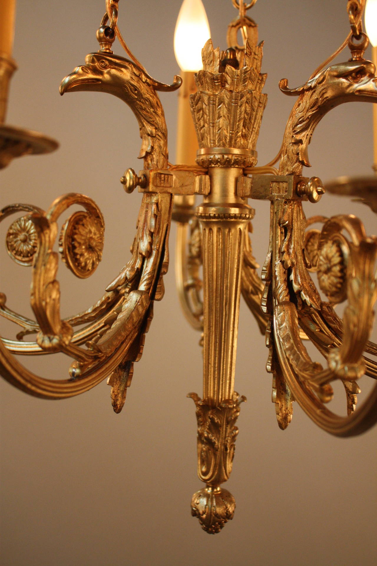 Early 20th Century French Bronze Empire Style Chandelier