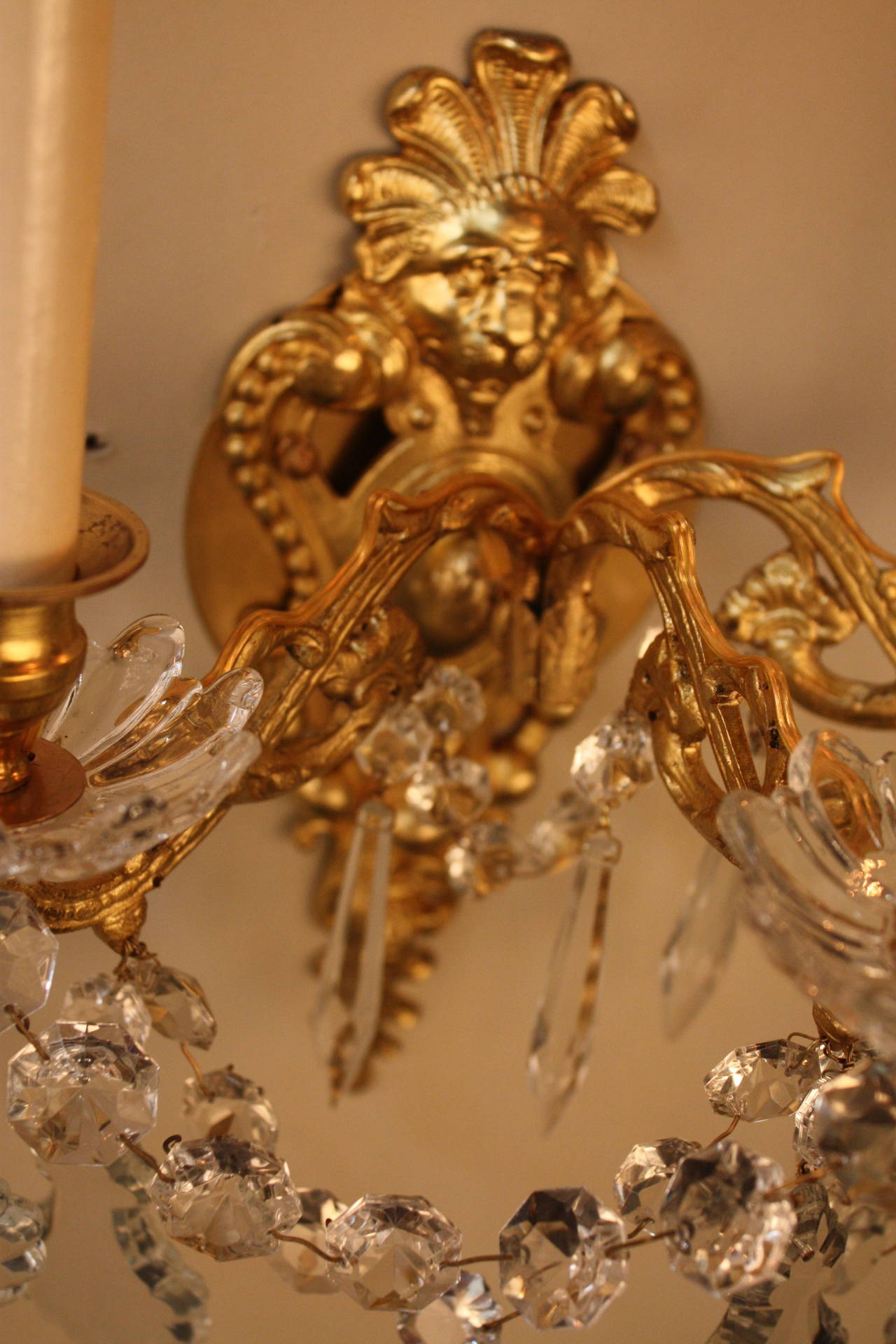 French 19th Century Crystal Wall Sconces 2