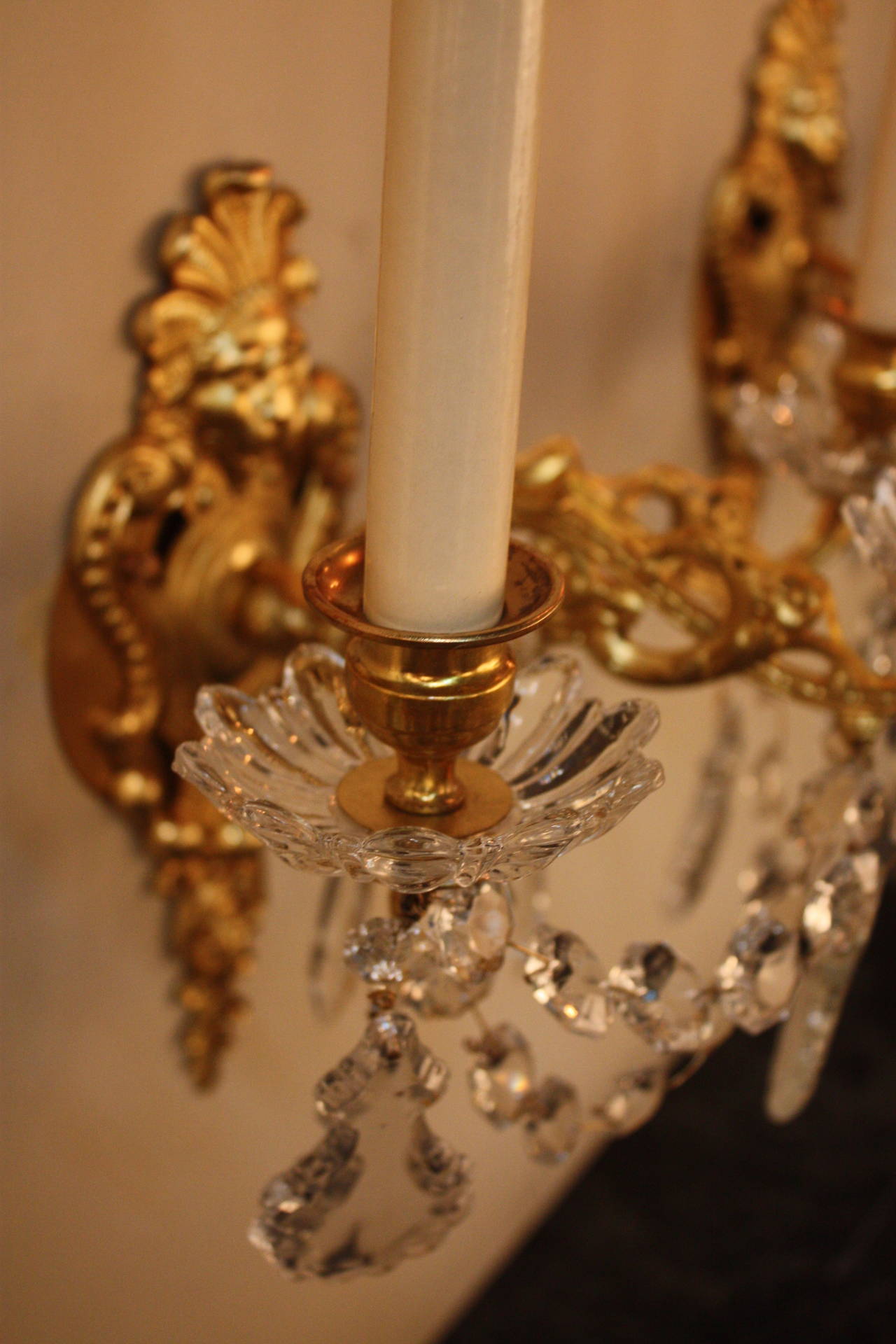 French 19th Century Crystal Wall Sconces 3