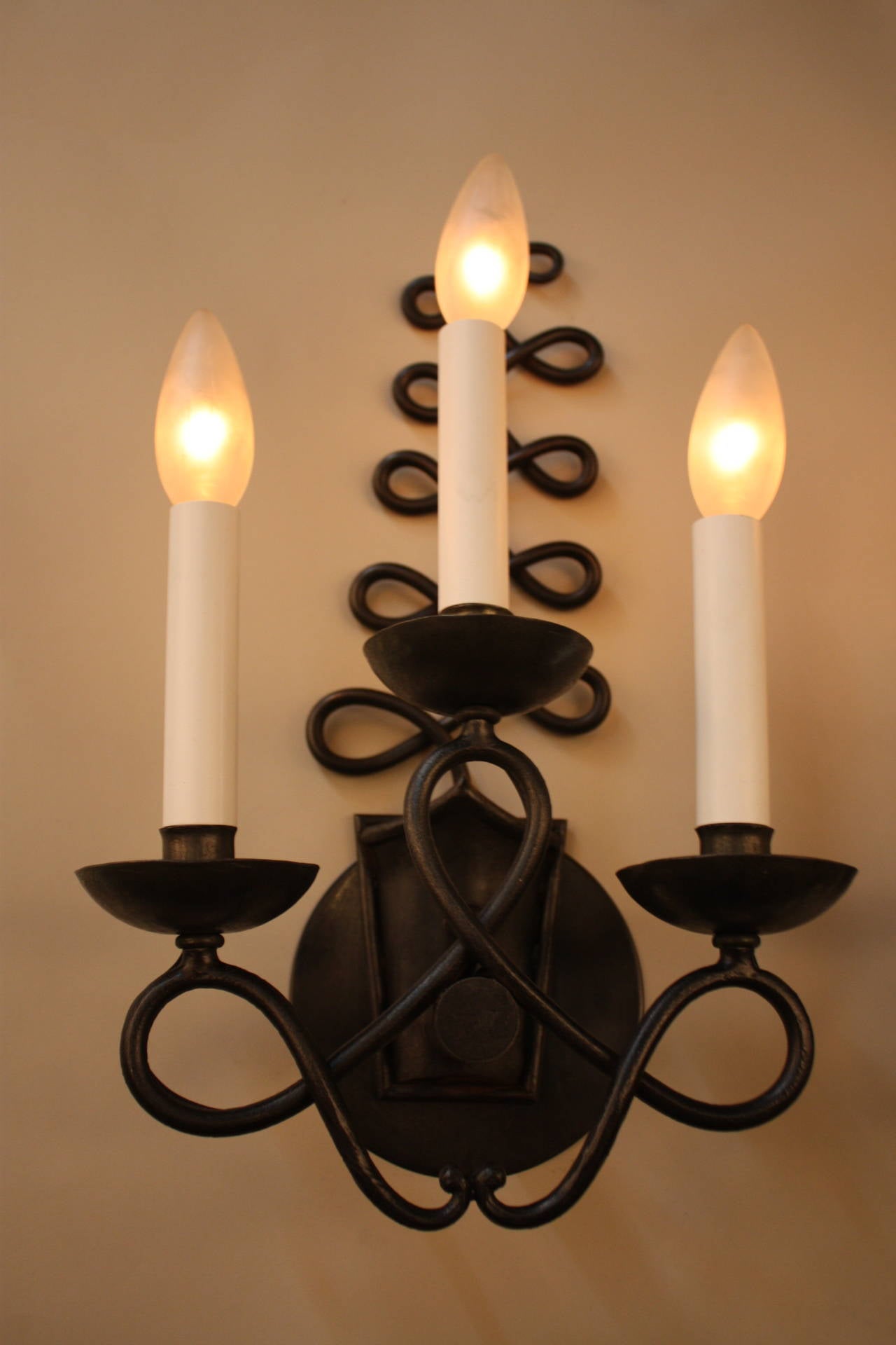 Pair of French Wrought Iron Wall Sconces 1