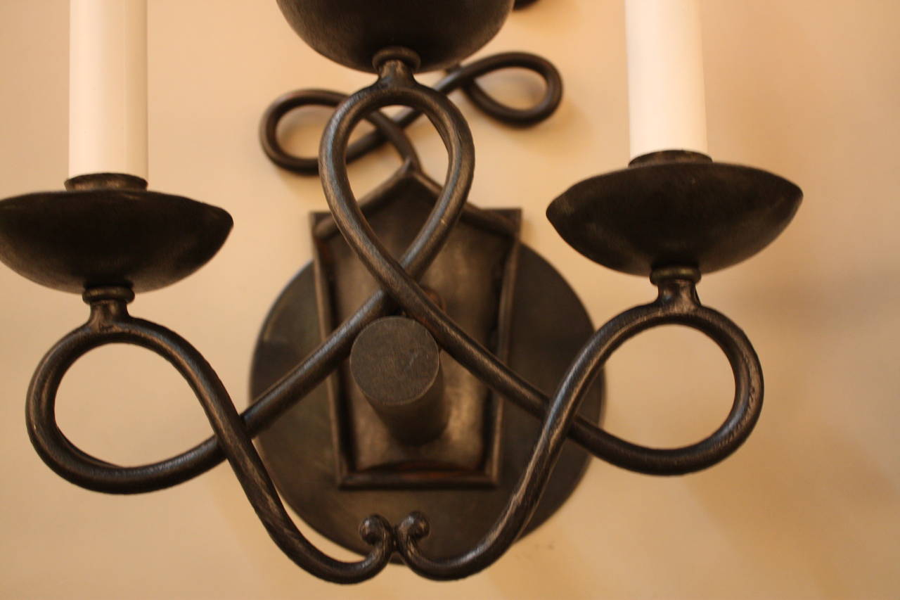 Pair of French Wrought Iron Wall Sconces 2