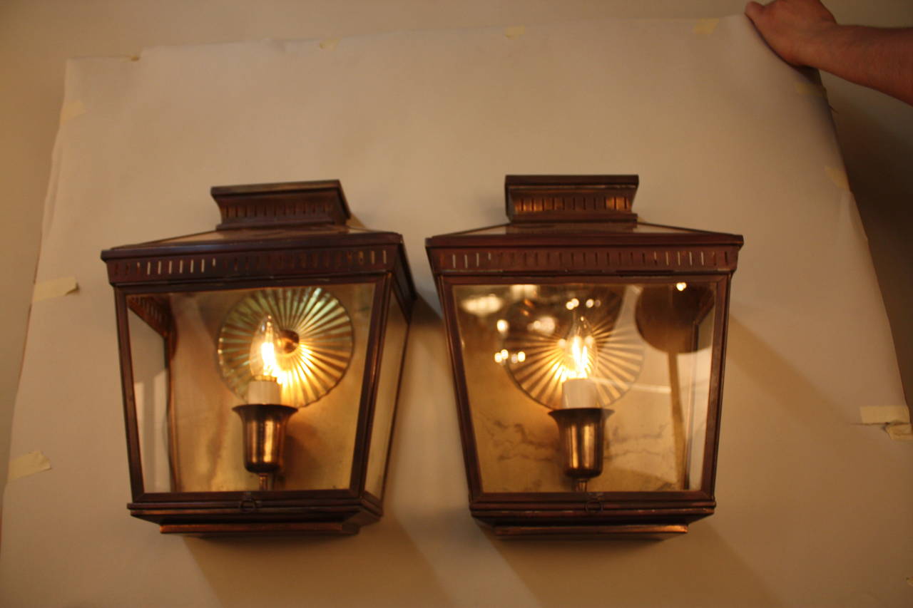 Bronze Pair of French Wall Lanterns