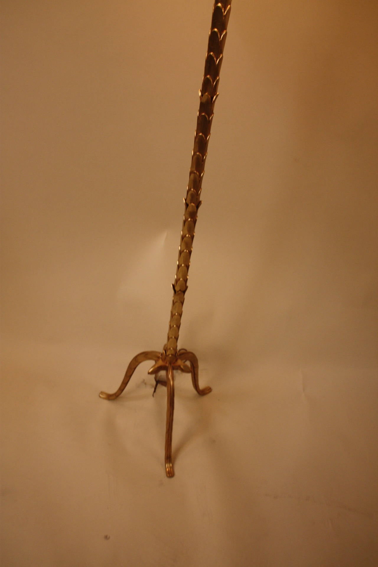 French made palm tree design bronze floor lamp attributed to Bagues.