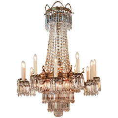 Beautiful 19th c. Crystal and Polished Bronze Chandelier