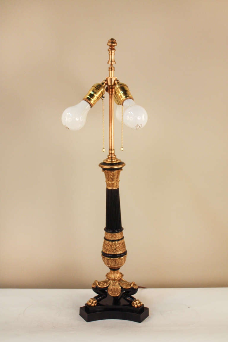 Bronze 19th c. Empire Table Lamp