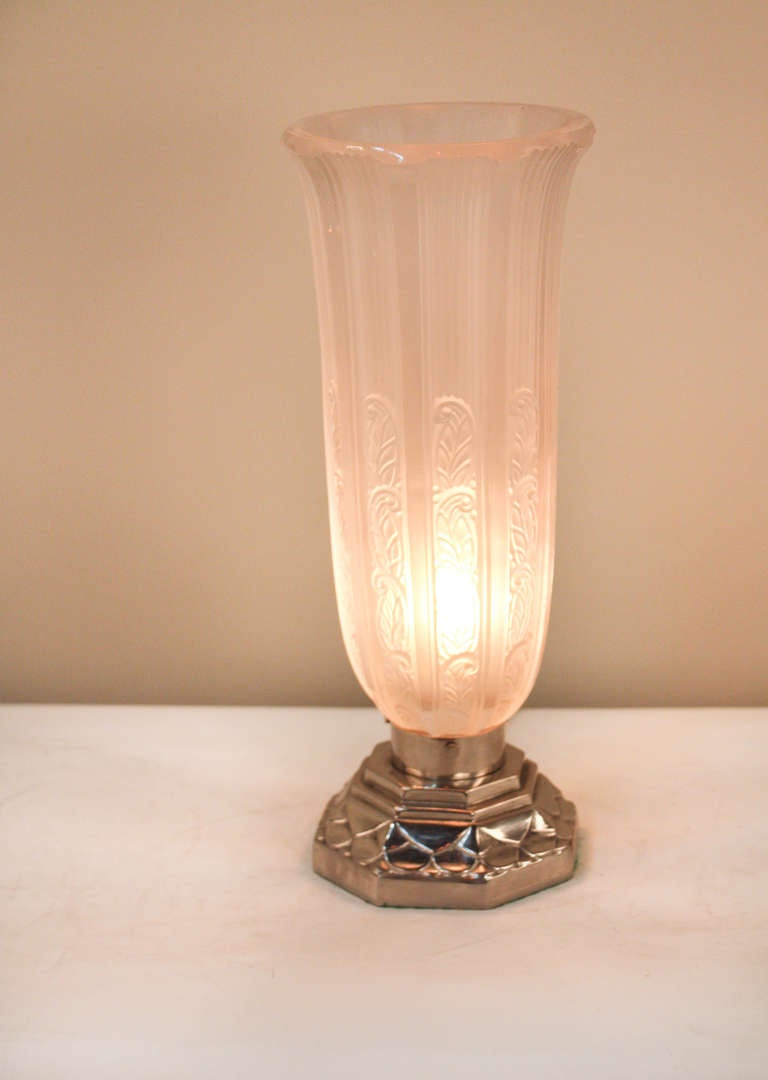 Glass 1920's Art Deco Torch Style Table Lamp