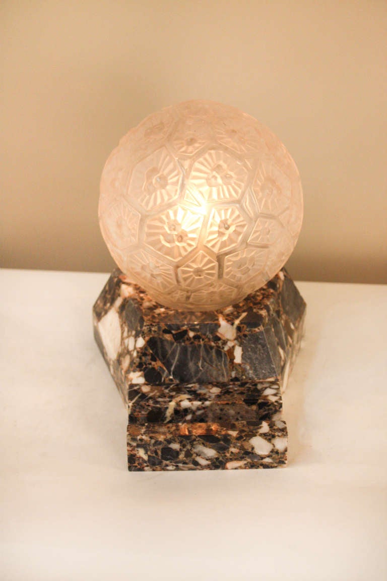 French 1930's Art Deco Glass Globe Table Lamp