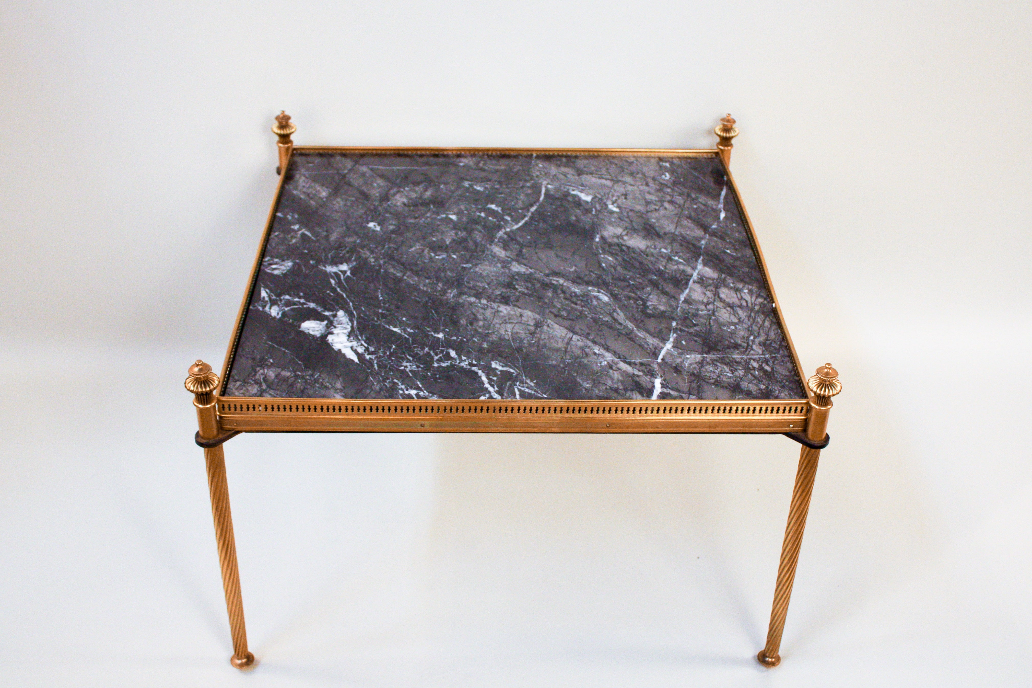 Mid-Century Marble and Bronze Table