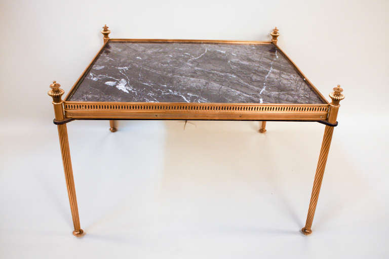 French Mid-Century Marble and Bronze Table