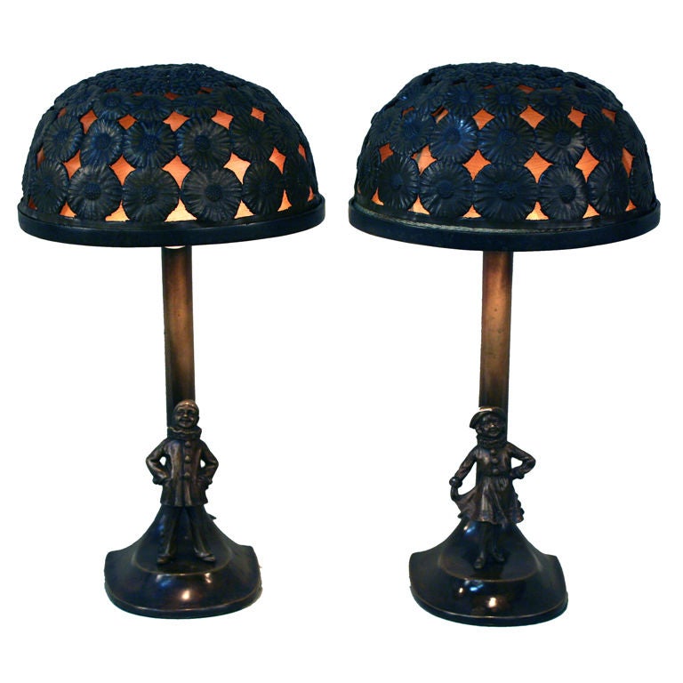 Pair Of Bronze Lamps