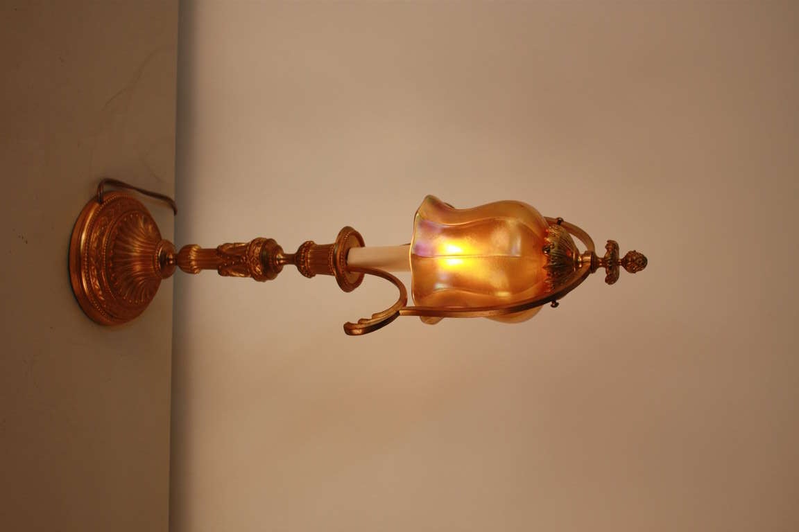 20th Century Art Glass Shade Table Lamp