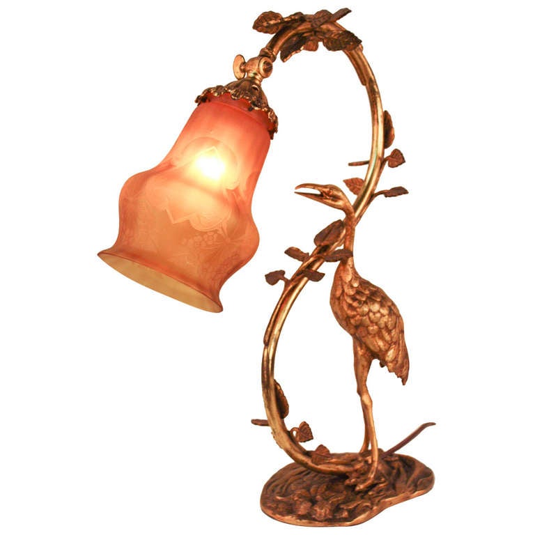 Art Nouveau Stork Table Lamp