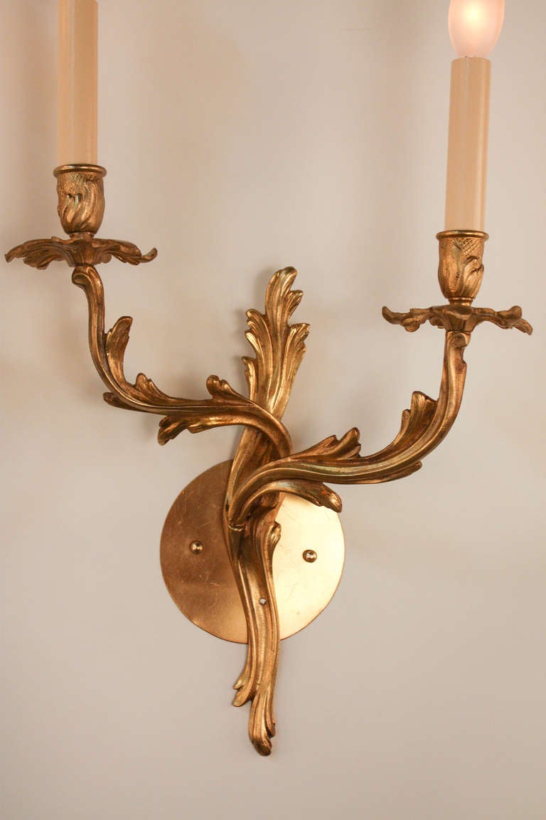 French Pair of 1930's Art Nouveau Wall Sconces