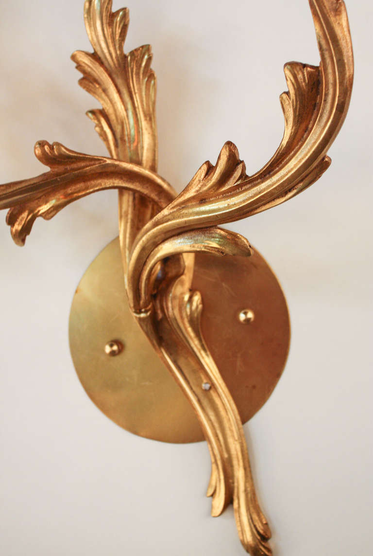 Bronze Pair of 1930's Art Nouveau Wall Sconces