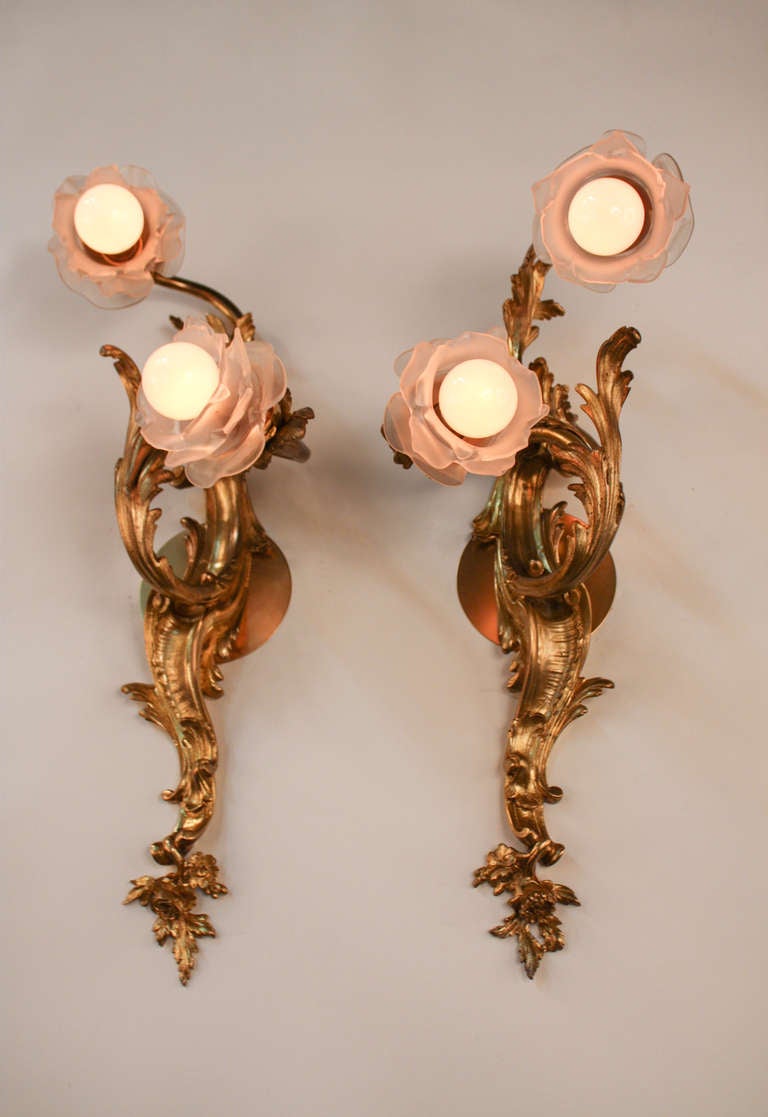 French Pair of 1920's Art Nouveau Wall Sconces