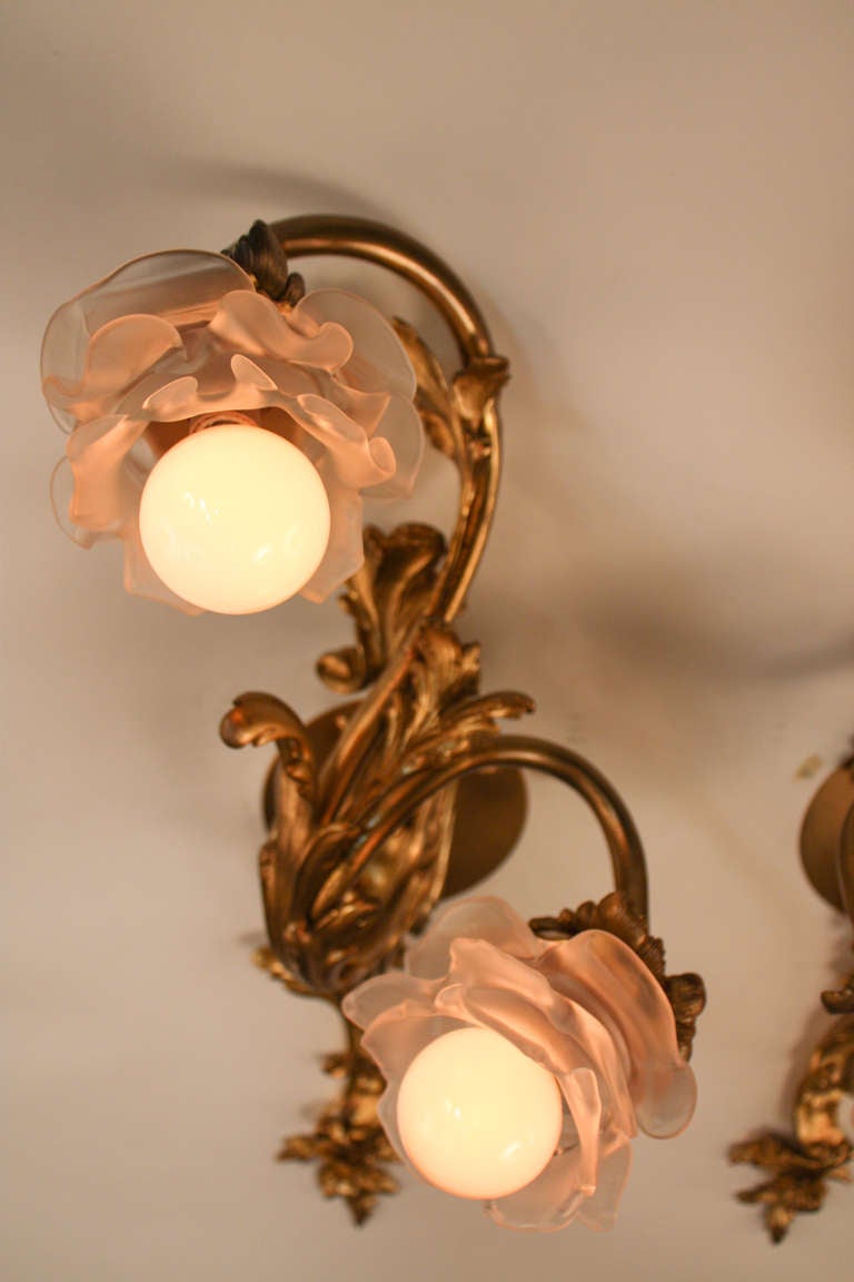 Pair of 1920's Art Nouveau Wall Sconces 4