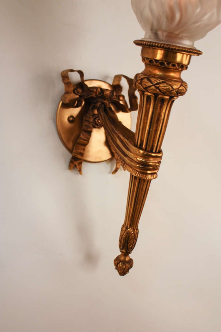 Pair of 1930's Torch Wall Sconces In Good Condition In Fairfax, VA