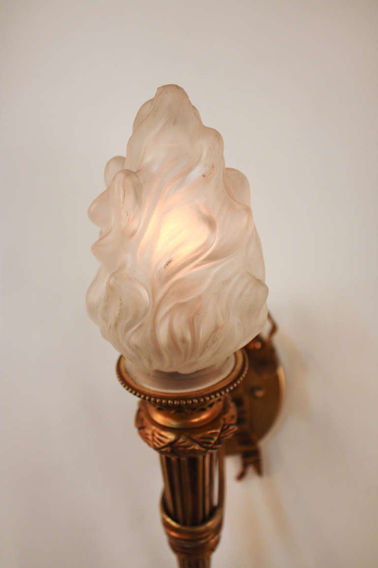 Pair of 1930's Torch Wall Sconces 1