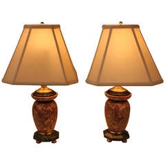 French Neoclassical Marble and Bronze Lamps