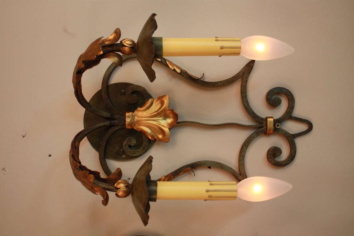 French Iron Wall Sconces In Excellent Condition In Fairfax, VA