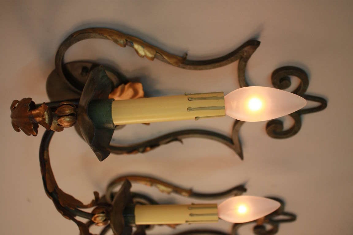 Mid-20th Century French Iron Wall Sconces