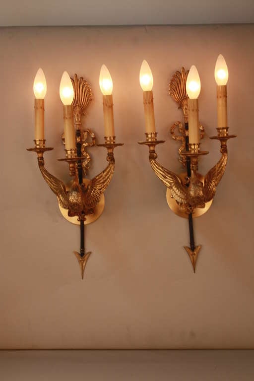Pair of Empire Style Bronze Wall Sconces 3