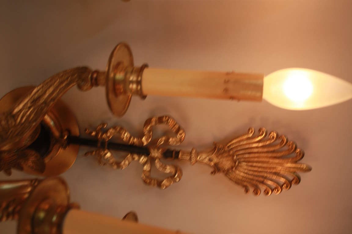 Pair of Empire Style Bronze Wall Sconces 1